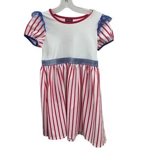 Jojo's Closet Nickelodeon Girls XL Short Sleeve Red Striped Blue Stars Dress